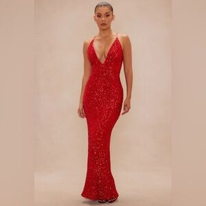 *FASHION NOVA* Veronika Sequin Maxi Dress - Red